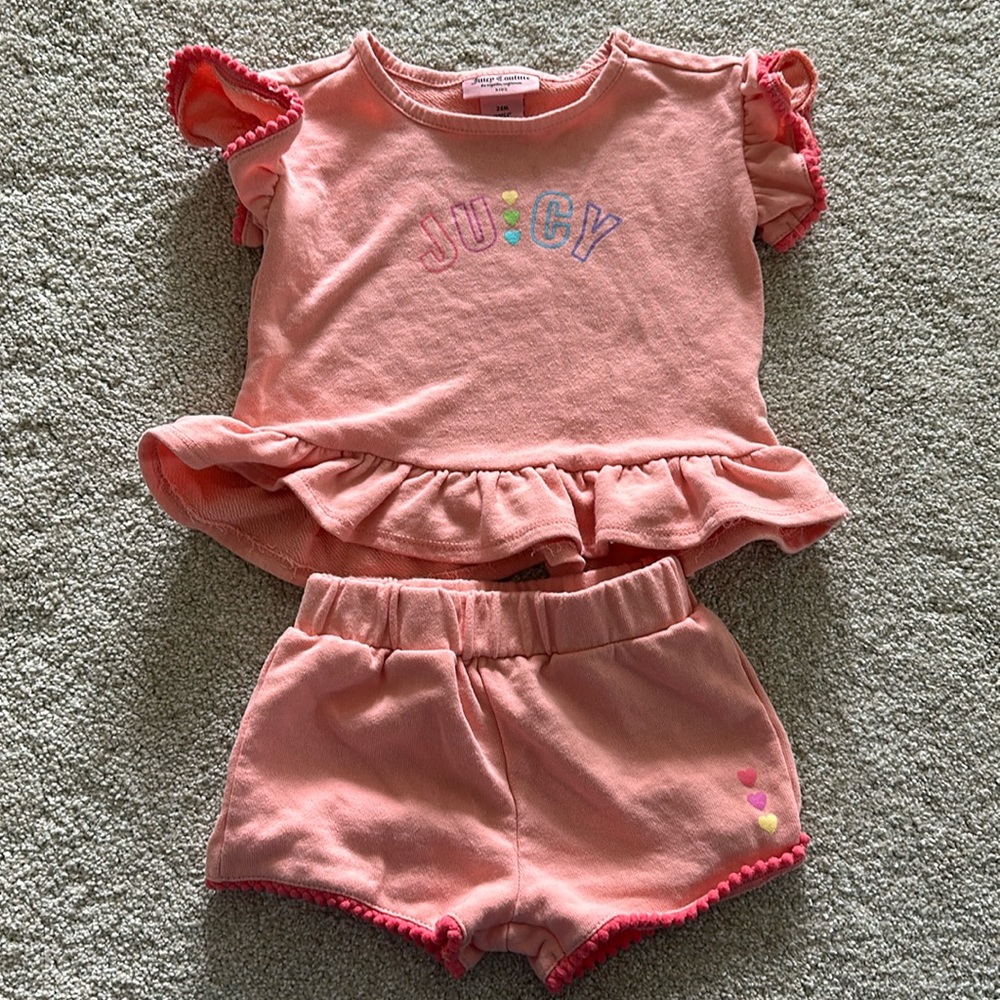 Juicy Couture kids 24 month pink hearts matching set